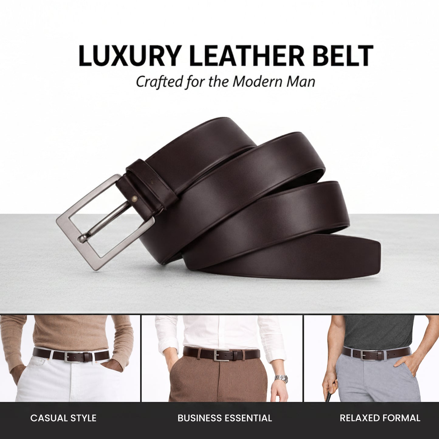 GABICCI LEATHER BELT (BROWN)
